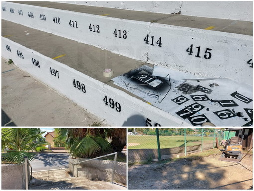 Sanremo: lavori allo stadio 'Comunale' per rendere agibile la gradinata Nord, ancora lontani quelli per la tribuna (Foto)