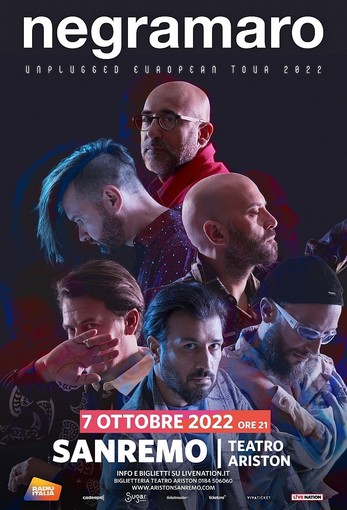 Sanremo: 'Unplugged European Tour 2022', ad ottobre i Negramaro al teatro Ariston Sanremo: 'Unplugged European Tour 2022', ad ottobre i Negramaro al teatro Ariston