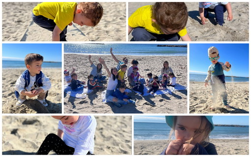 Arma di Taggia: tempo bello e temperature gradevoli, il nido 'Girotondo' arriva anche al mare (Foto)