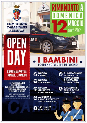 Albenga: domenica prossima appuntamento con l'Open Day alla caserma dei Carabinieri ingauni Albenga: domenica prossima appuntamento con l'Open Day alla caserma dei Carabinieri ingauni