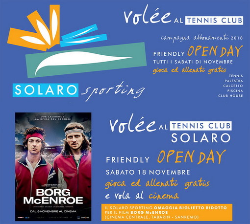 Al Solaro Sporting continua lo speciale ‘Friendly Open Day’ gioca a tennis gratis vola al  cinema e porta un amico