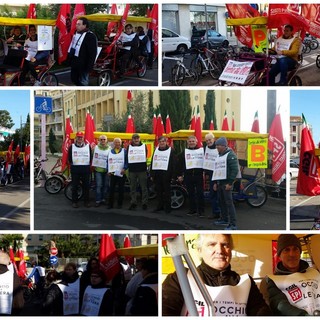 #OcchioAllaLetteraOnBike: stamattina la protesta dello Spi-Cgil contro i tempi di attesa per gli esami (Foto e Video)