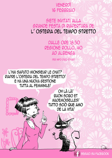 Osteria del Tempo Stretto di Albenga: giovedì 16 febbraio alle 18.30 l’inaugurazione della nuova gestione