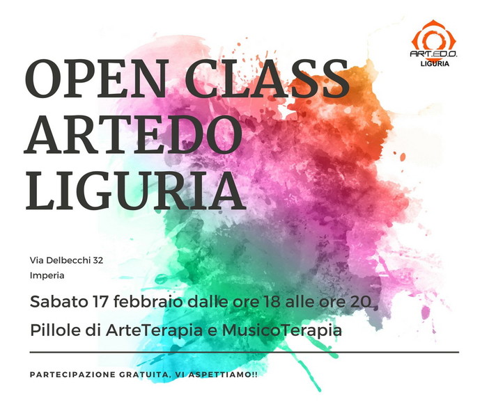Imperia: il 17 febbraio una 'Open Class' organizzata al centro 'Pastore' con la scuola Artiterapie Artedo Imperia: il 17 febbraio una 'Open Class' organizzata al centro 'Pastore' con la scuola Artiterapie Artedo