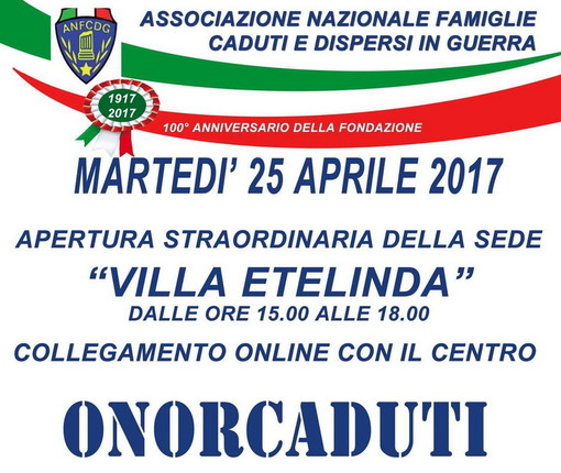 Festa di Liberazione: questo pomeriggio apertura straordinaria della sede dell'Anfcdg a Bordighera