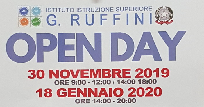 Imperia: sabato prossimo l'Open Day all'Istituto 'Ruffini', i ragazzi delle Medie invitati per scoprire la scuola