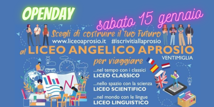 Ventimiglia: sabato open day al Liceo 'Aprosio' per gli indirizzi liceali "scienze umane" ed "economico-sociale" Ventimiglia: sabato open day al Liceo 'Aprosio' per gli indirizzi liceali "scienze umane" ed "economico-sociale"