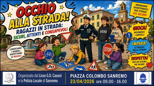 Sanremo, il progetto “Sicurezza stradale” torna in piazza Colombo: gli studenti del Cassini diventano educatori per i più piccoli