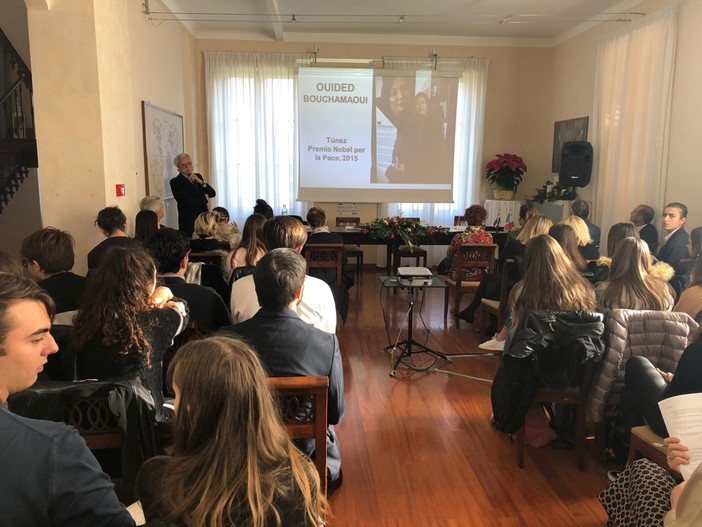 Sanremo: grande partecipazione questa mattina a Villa Nobel per la conferenza di Ouided Bouchamaoui Sanremo: grande partecipazione questa mattina a Villa Nobel per la conferenza di Ouided Bouchamaoui