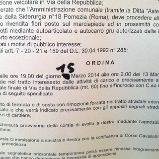 Sanremo: cambio di data per un'ordinanza in corso Cavallotti, la lamentela di un nostro lettore