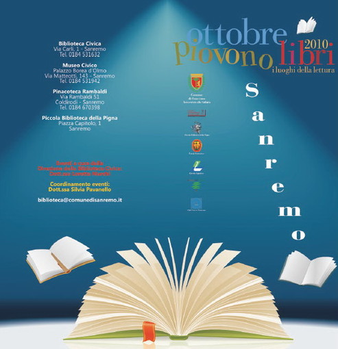 Sanremo: doppio appuntamento, oggi e domani, con 'Ottobre piovono libri'