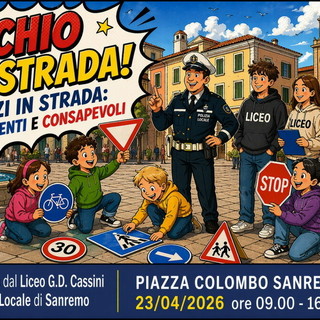Sanremo, il progetto “Sicurezza stradale” torna in piazza Colombo: gli studenti del Cassini diventano educatori per i più piccoli