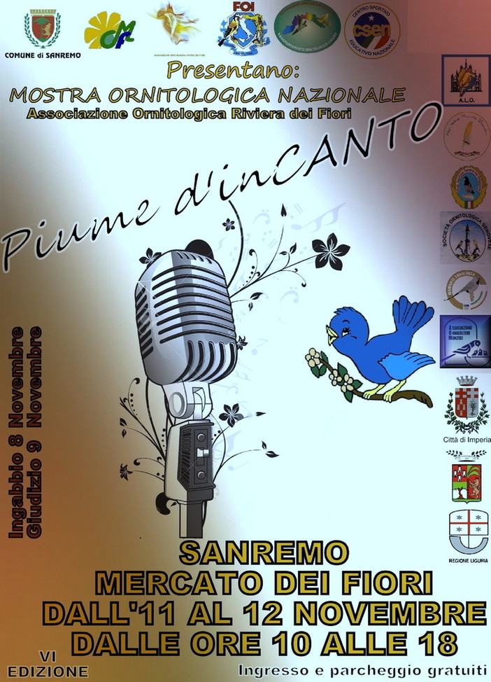 Sanremo: sabato al mercato dei fiori l'inaugurazione della mostra “Piume d’InCanto”