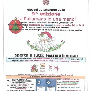 Bordighera: il 20 dicembre torna l'appuntamento con “La Pallamano in una mano”