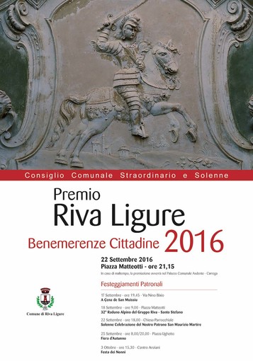 Riva Ligure: il 22 settembre consiglio comunale in piazza, cerimonia per la cittadinanza onoraria al bimbo inventore di 'petoloso' Riva Ligure: il 22 settembre consiglio comunale in piazza, cerimonia per la cittadinanza onoraria al bimbo inventore di 'petoloso'