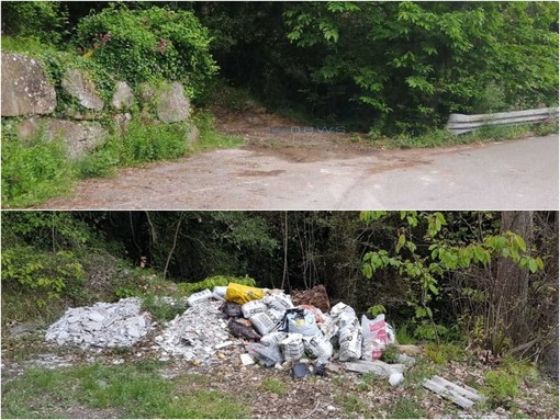 L'area ripulita in strada Monte Ortigara