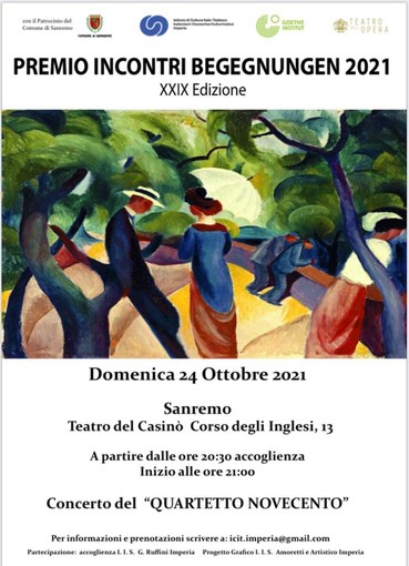 Questa sera al Casinò di Sanremo, appuntamento con la 29esima edizione del Premio Incontri Begegnungen Questa sera al Casinò di Sanremo, appuntamento con la 29esima edizione del Premio Incontri Begegnungen