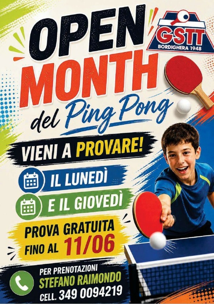 Ping Pong per Tutti – Open Day al GSTT Bordighera. Ping Pong per Tutti – Open Day al GSTT Bordighera.