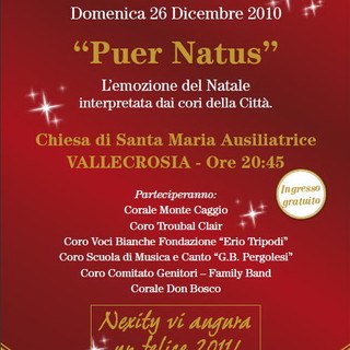 Vallecrosia: domenica sera appuntamento con il concerto 'Puer Natus'