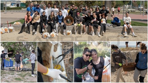 Taggia: a caccia di rifiuti alle Caserme Revelli e alla Darsena, lezione di plogging per gli studenti del Colombo (Foto e video)