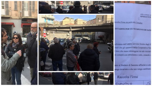 Sanremo: 8 dipendenti della Nepolis a rischio, presidio di sindacati e cittadini all'EcoPunto di via San Francesco (Foto e Video)