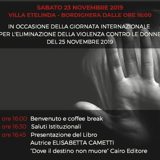 Bordighera: sabato 23 novembre a Villa Etelinda la presentazione del libro di Elisabetta Cametti