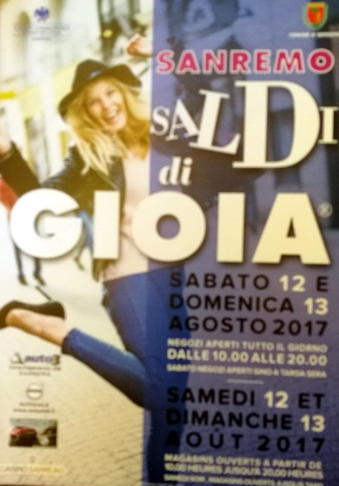 Sabato e domenica si faranno 'Saldi di Gioia' a Sanremo con i supersconti targati Confcommercio Sabato e domenica si faranno 'Saldi di Gioia' a Sanremo con i supersconti targati Confcommercio