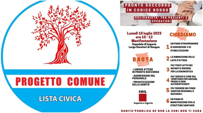 Protesta per una migliore sanità in provincia di Imperia: Progetto Comune in piazza con CGIL
