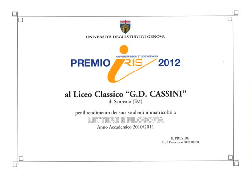 La scuola delle buone pratiche: il Liceo “Cassini” di Sanremo premia il merito La scuola delle buone pratiche: il Liceo “Cassini” di Sanremo premia il merito