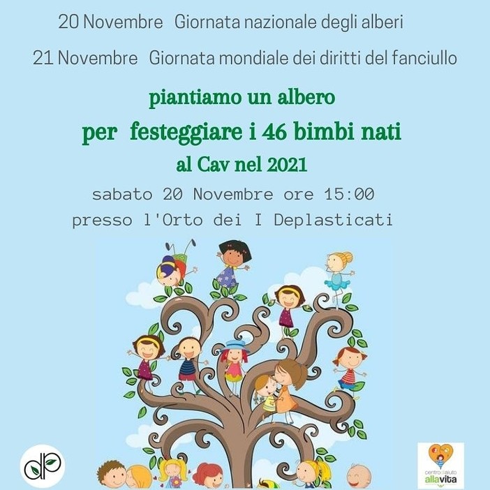 Sanremo: i 'Deplasticati' piantano un albero per i bimbi nati al Centro Aiuto alla Vita