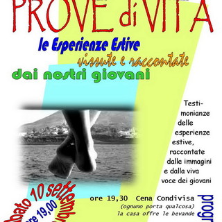 ‘Prove di vita!’ sabato dalle 19 alle 23 presso l'oratorio Salesiano Don Bosco di Vallecrosia