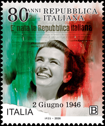 Francobollo per gli 80 anni della Repubblica Italiana