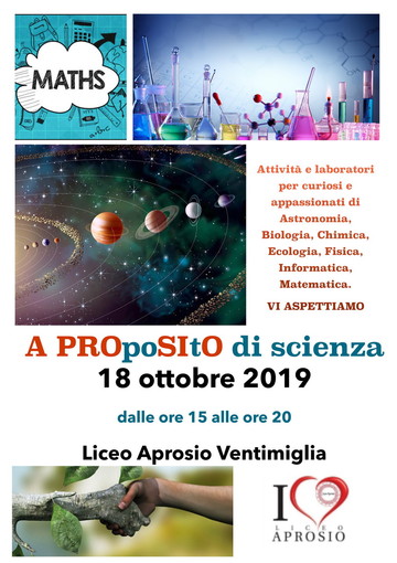 Ventimiglia: ‘A PROpoSIto di scienza’, venerdì prossimo una giornata speciale al Liceo Aprosio