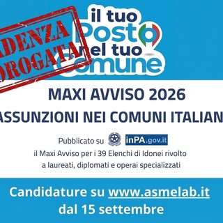 Maxi avviso ASMEL 2026, boom di candidature: prorogata la scadenza al 15 ottobre Maxi avviso ASMEL 2026, boom di candidature: prorogata la scadenza al 15 ottobre