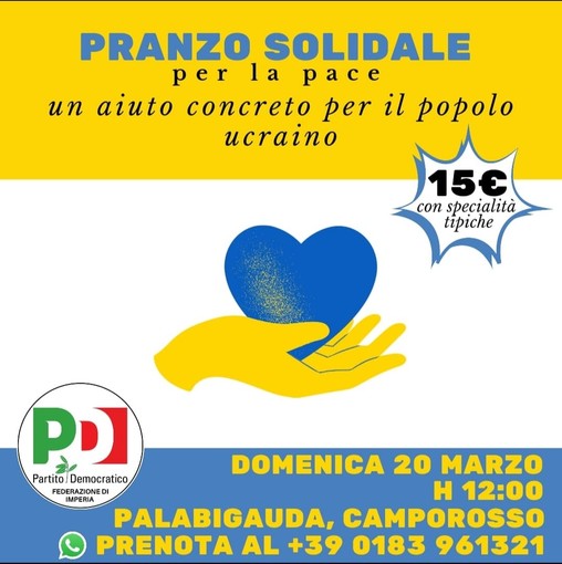 Camporosso: il Partito Democratico organizza un pranzo solidale in favore del popolo ucraino Camporosso: il Partito Democratico organizza un pranzo solidale in favore del popolo ucraino