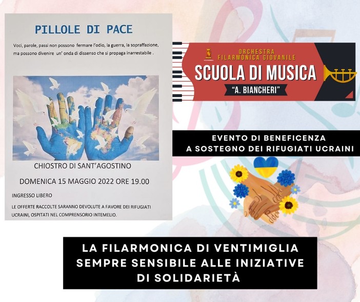 L’Orchestra Filarmonica Giovanile Città di Ventimiglia suona per i rifugiati ucraini L’Orchestra Filarmonica Giovanile Città di Ventimiglia suona per i rifugiati ucraini