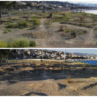 La pista prima (sopra) e dopo (sotto)