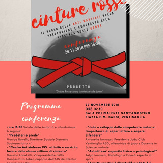 Ventimiglia: domani, incontro del progetto 'Cinture Rosse contro la violenza sulle donne'