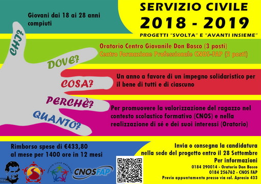 Dai Salesiani di Don Bosco a Vallecrosia sono disponibili 5 posti per il Servizio Civile Nazionale Dai Salesiani di Don Bosco a Vallecrosia sono disponibili 5 posti per il Servizio Civile Nazionale