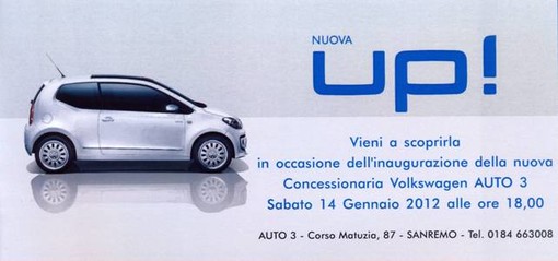 Sanremo: domani sera alle 18 da 'Auto 3' la presentazione della nuova 'UP'