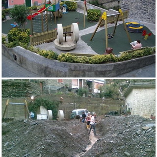 La piazzetta prima e dopo l'alluvione