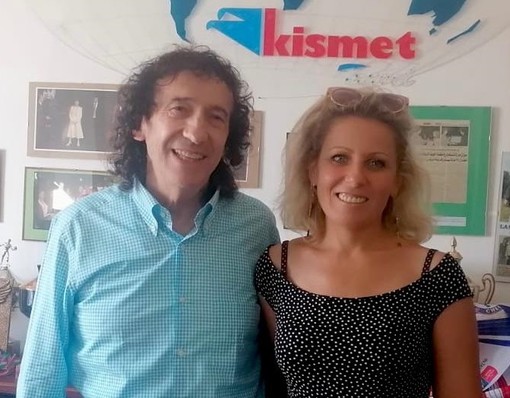 Foto: Cav. uff. Paolo Alberti, Fondatore e Presidente di sanremoJunior con Hristina Botvinovska, Presidente dell’"International School of Culture and Art" di Lugano (Svizzera).