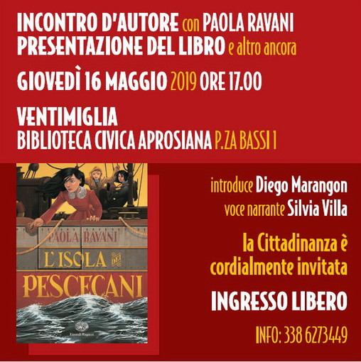 Ventimiglia: domani la presentazione de ‘L'isola dei Pescecani’, romanzo di avventura della scrittrice Paola Ravani