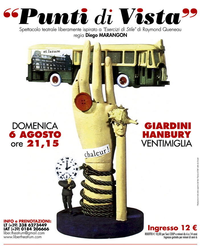 Ventimiglia: spettacolo ‘Punti di vista’ di Liber Theatrum ai Giardini Botanici Hanbury