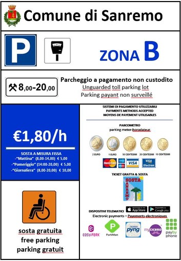 Sanremo: da domani tornano le tariffe agevolate dei parcheggi per giornata intera o mezza (10 e 5 euro)