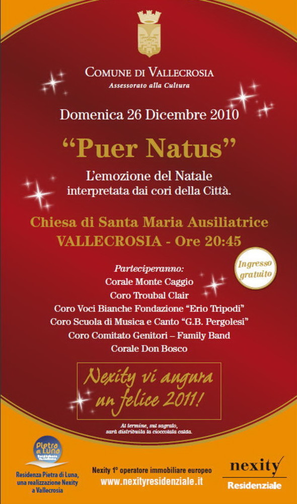 Vallecrosia: domenica sera appuntamento con il concerto 'Puer Natus'