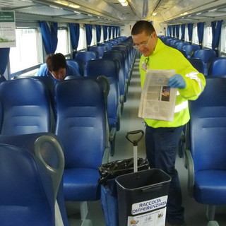 Treni liguri ancora più ecologici: la raccolta dei rifiuti a bordo diventa ‘differenziata’