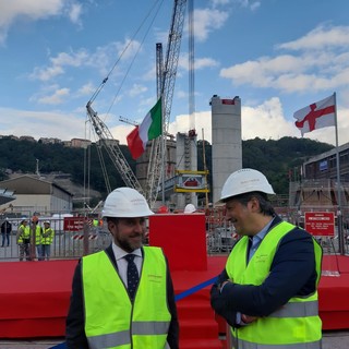 Regione: il presidente del Consiglio Piana alla posa del primo troncone del 'Morandi' "Da oggi si riparte"