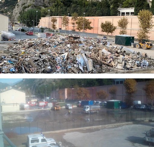 Ventimiglia: dopo tante ore di lavoro liberato il parcheggio di fronte al Cimitero di Roverino (Foto)