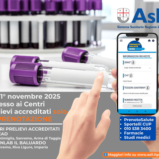 ASL1, dal 1° novembre accesso ai centri prelievi accreditati solo su prenotazione